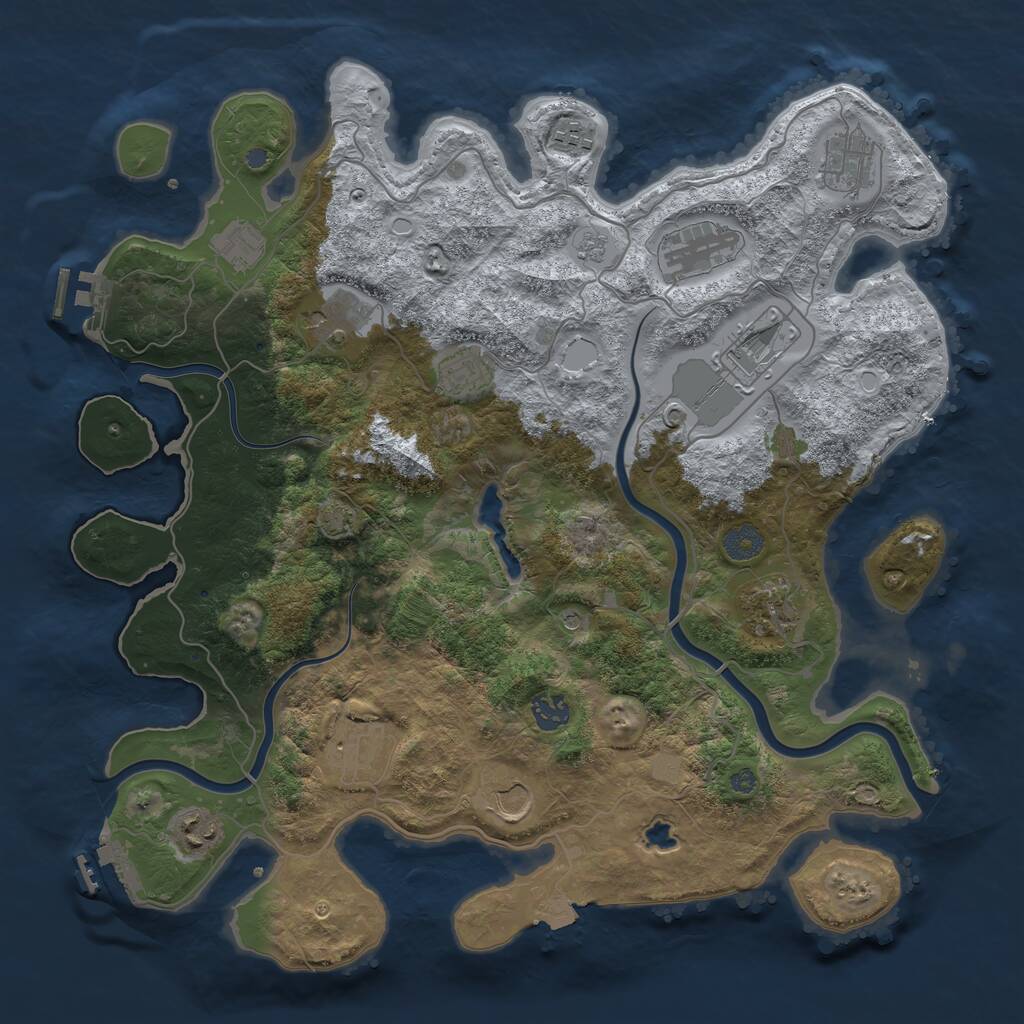 Rust Map: Procedural Map, Size: 4000, Seed: 282749678, 19 Monuments