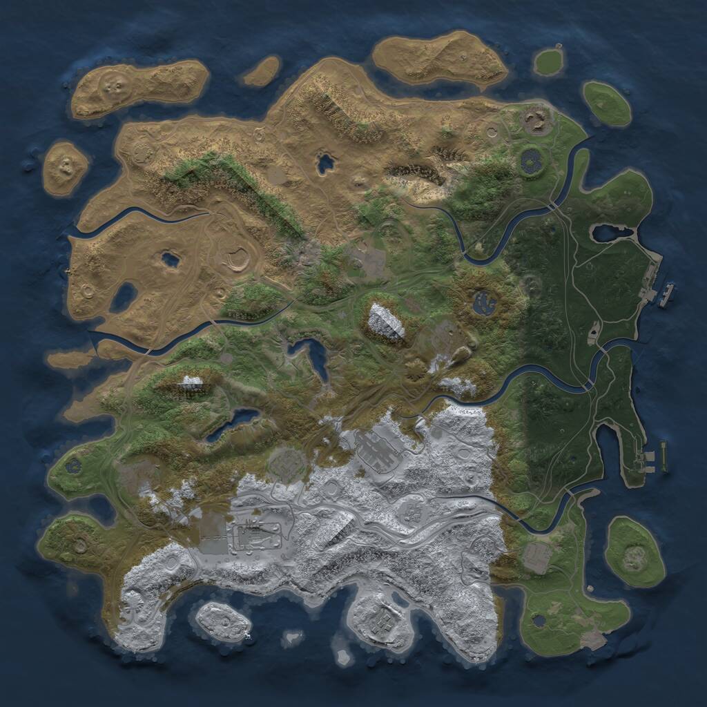 Rust Map: Procedural Map, Size: 4500, Seed: 1019212492, 18 Monuments