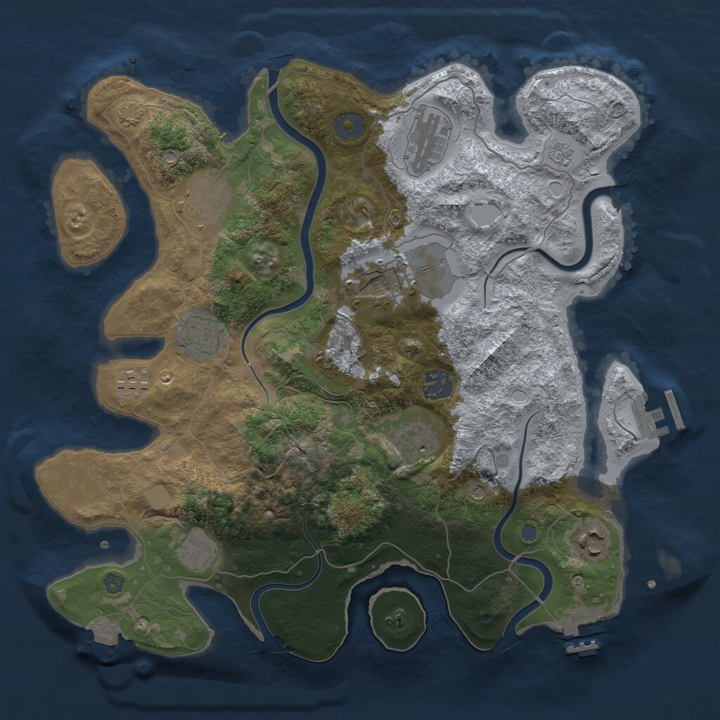 Rust Map: Procedural Map, Size: 3500, Seed: 1818769860, 15 Monuments