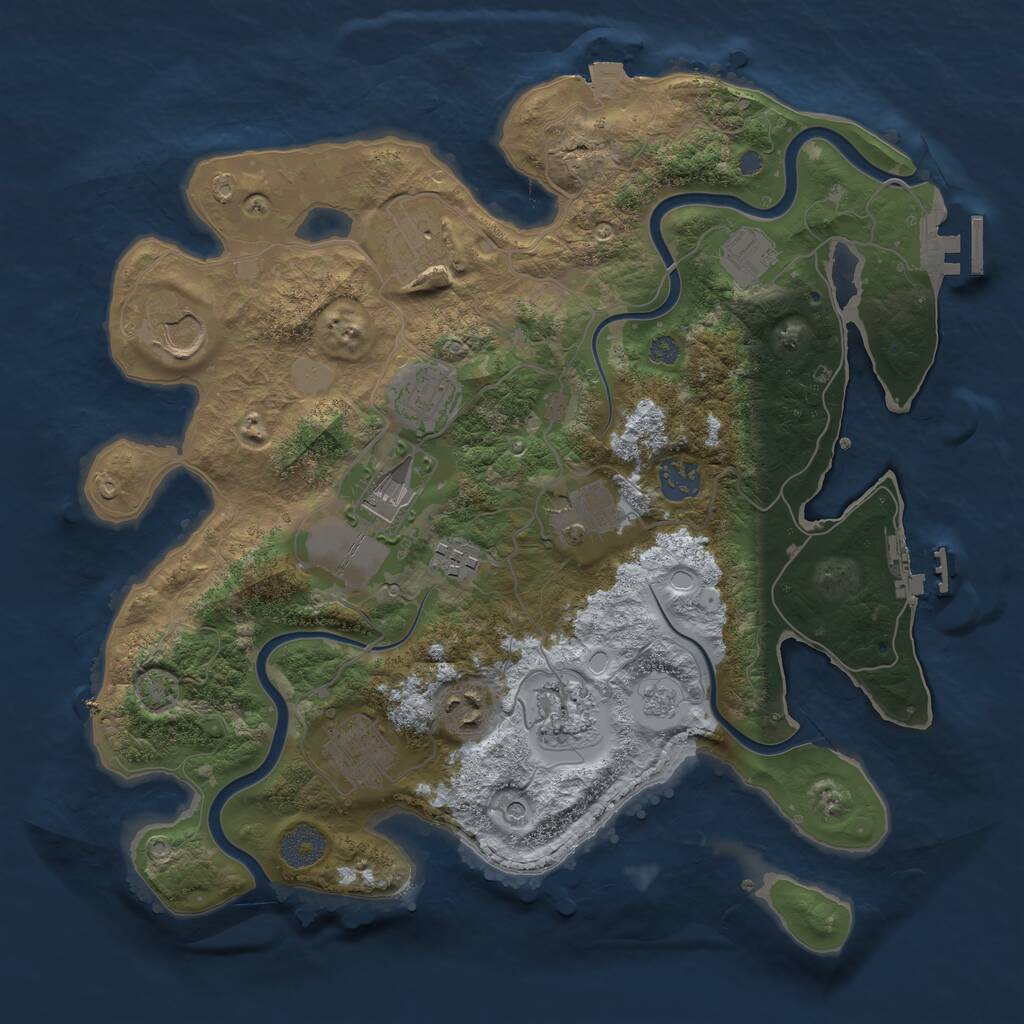 Rust Map: Procedural Map, Size: 3500, Seed: 1907315037, 18 Monuments