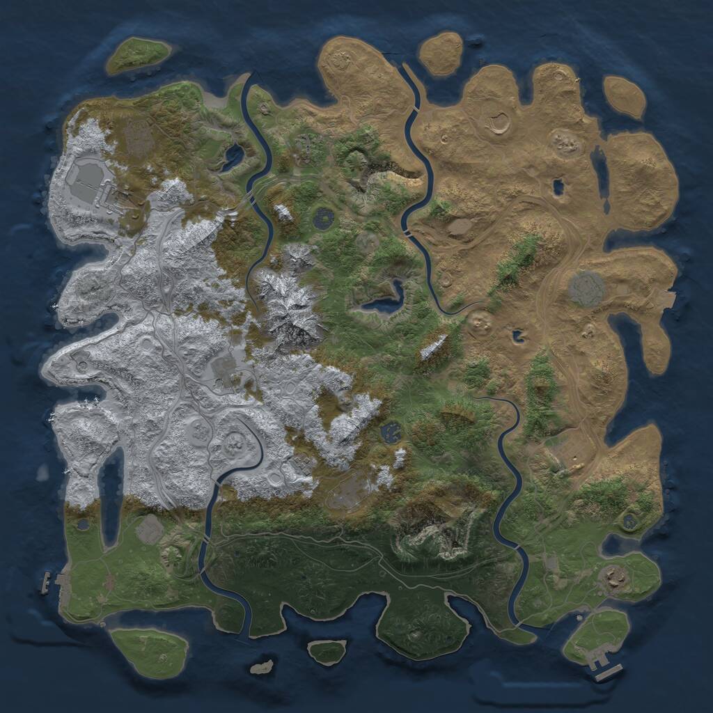 Rust Map: Procedural Map, Size: 5000, Seed: 773016, 17 Monuments