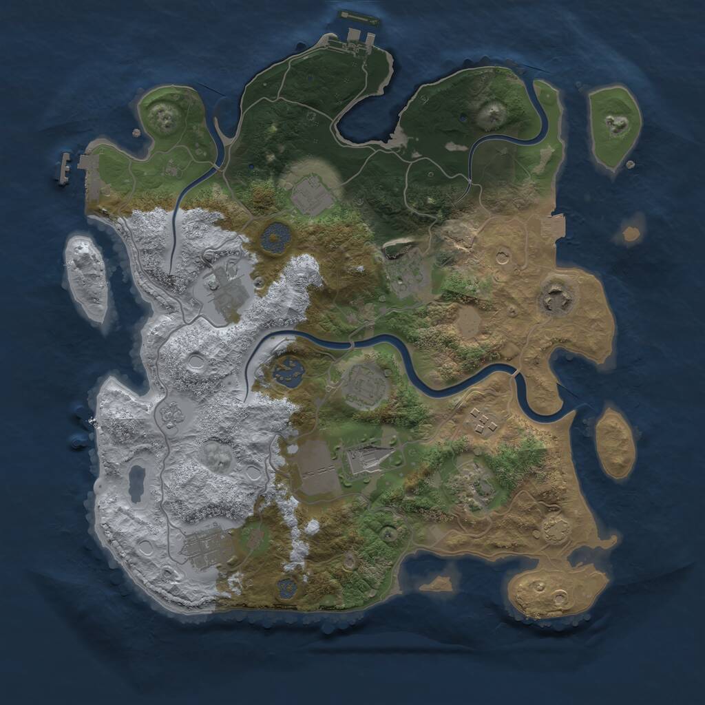 Rust Map: Procedural Map, Size: 3500, Seed: 1076294390, 15 Monuments