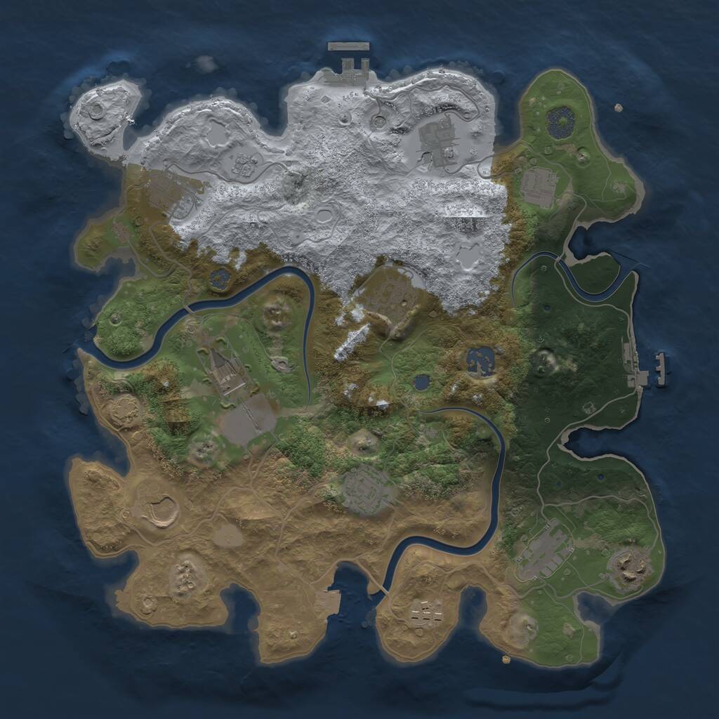 Rust Map: Procedural Map, Size: 3500, Seed: 1829857362, 16 Monuments