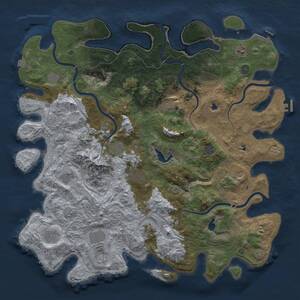 Thumbnail Rust Map: Procedural Map, Size: 5000, Seed: 1744565300, 17 Monuments