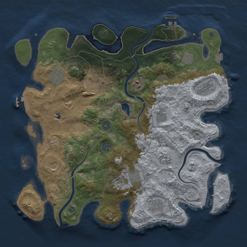 Rust Map: Procedural Map, Size: 4000, Seed: 866568939, 17 Monuments