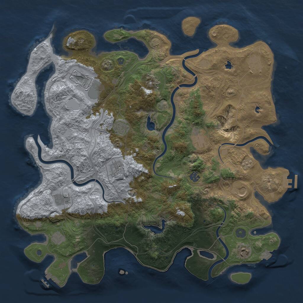 Rust Map: Procedural Map, Size: 4500, Seed: 1289664809, 19 Monuments