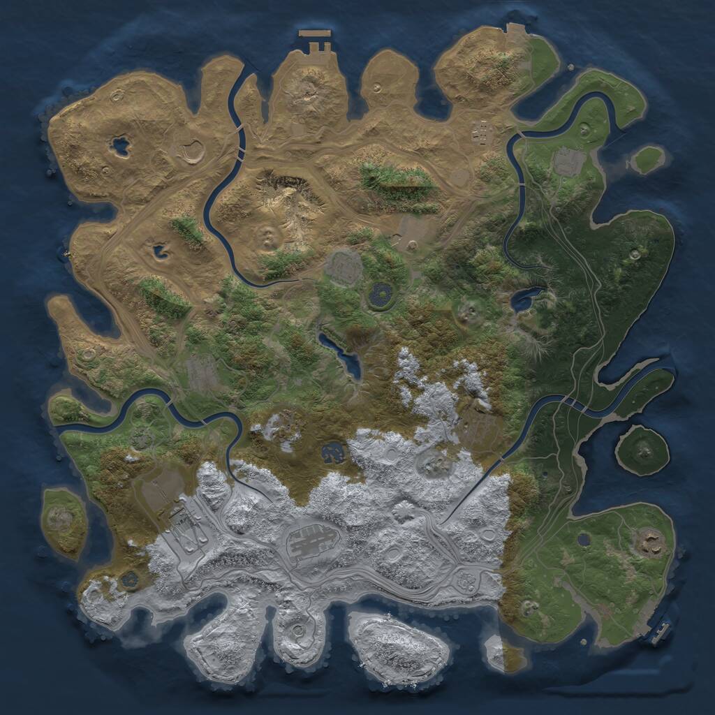 Rust Map: Procedural Map, Size: 4500, Seed: 423680685, 17 Monuments