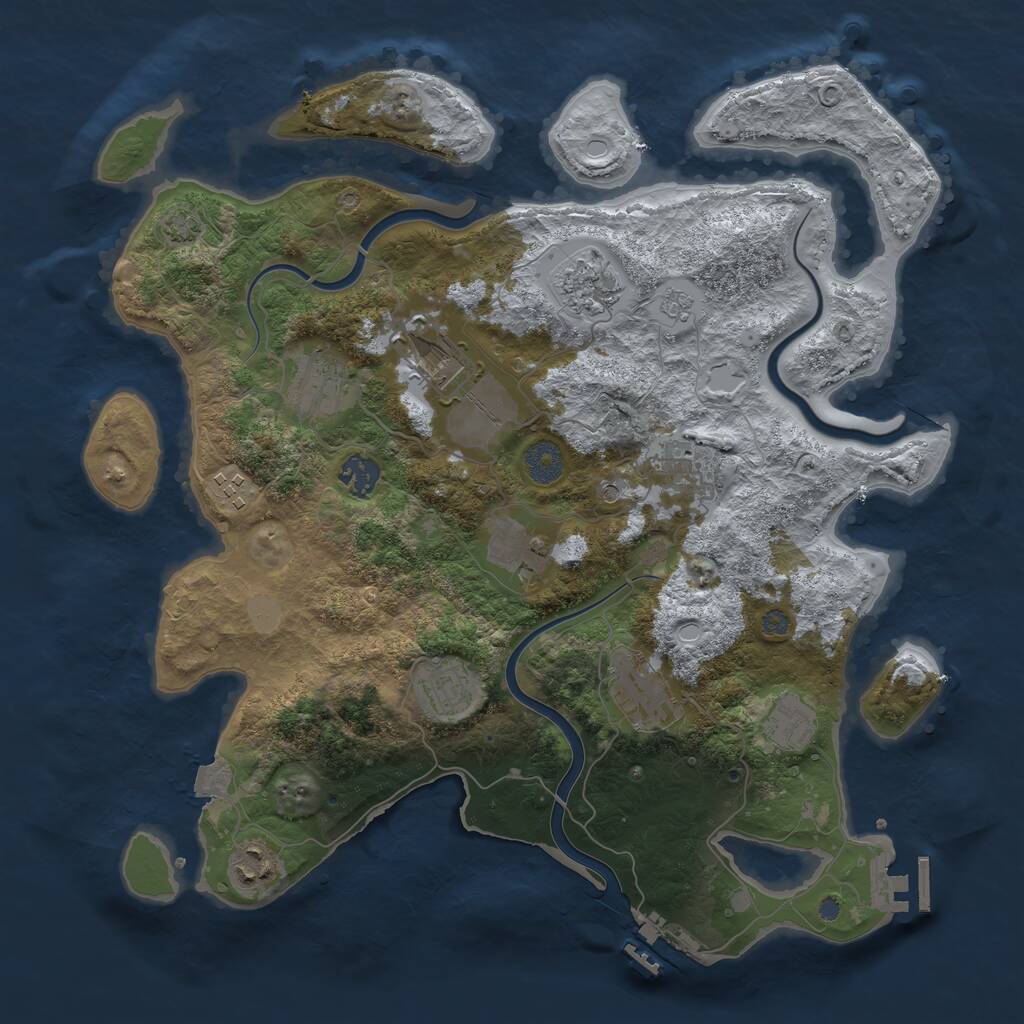 Rust Map: Procedural Map, Size: 3750, Seed: 4800, 18 Monuments