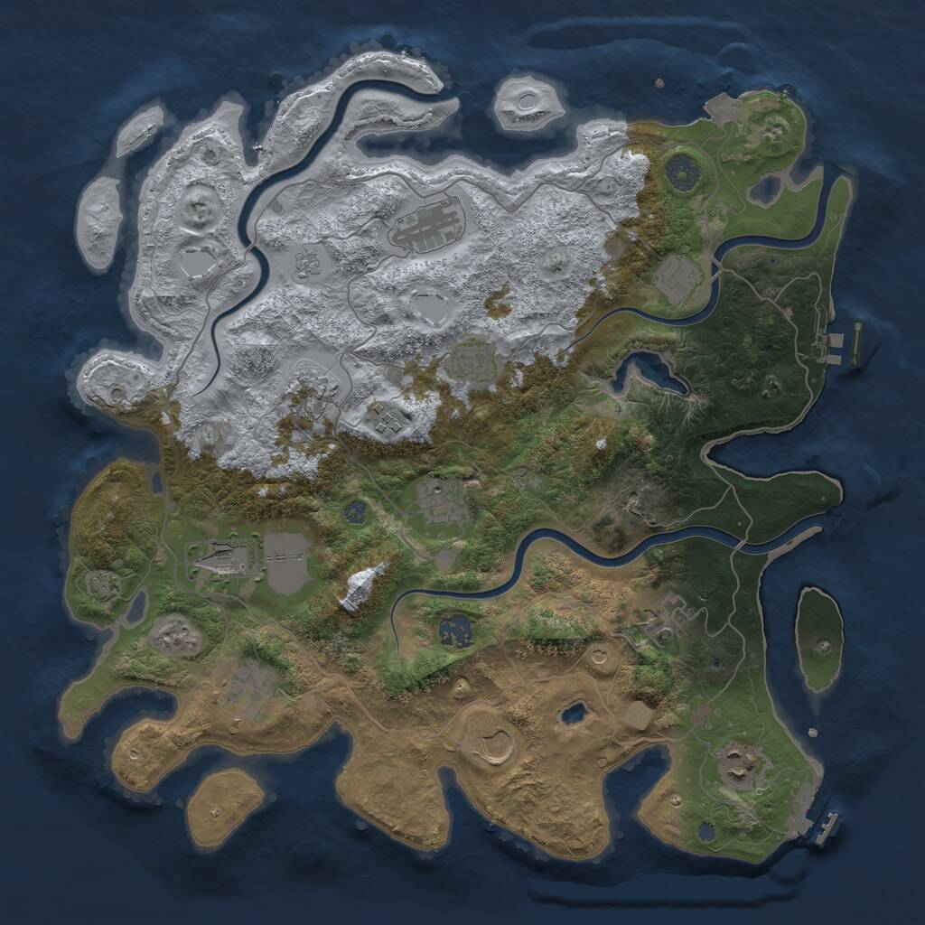 Rust Map: Procedural Map, Size: 4000, Seed: 1396663786, 19 Monuments