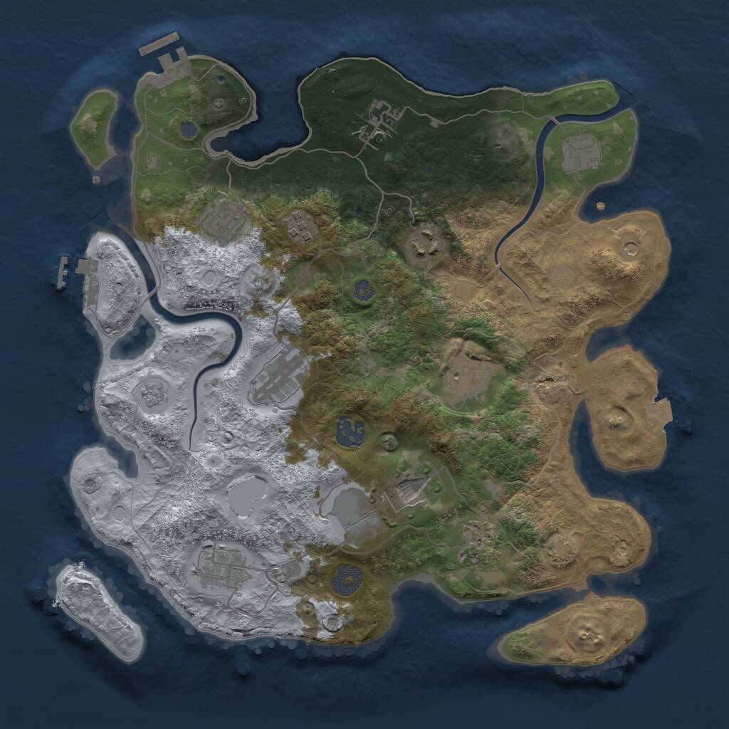 Rust Map: Procedural Map, Size: 3500, Seed: 615765635, 16 Monuments