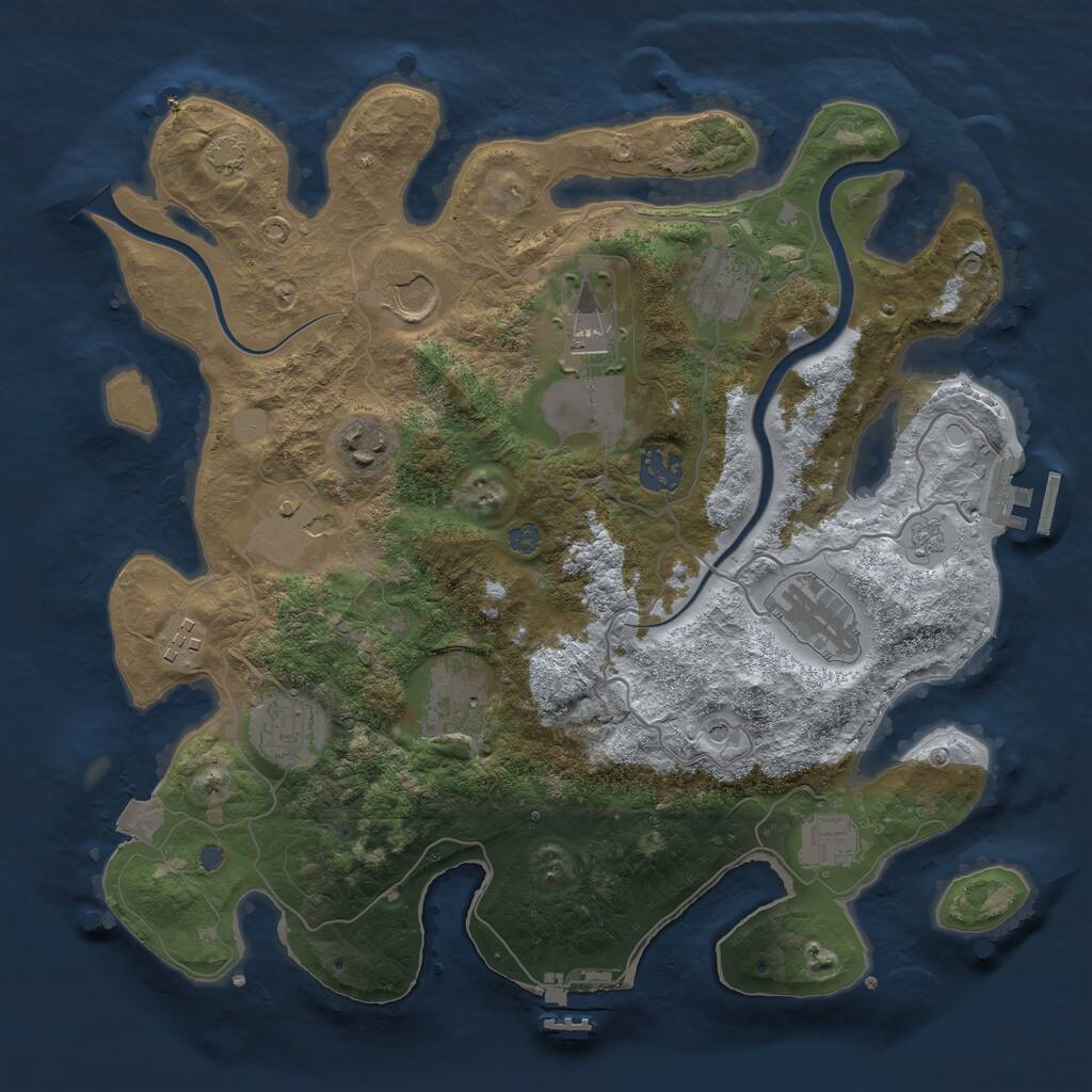 Rust Map: Procedural Map, Size: 3500, Seed: 714625, 16 Monuments
