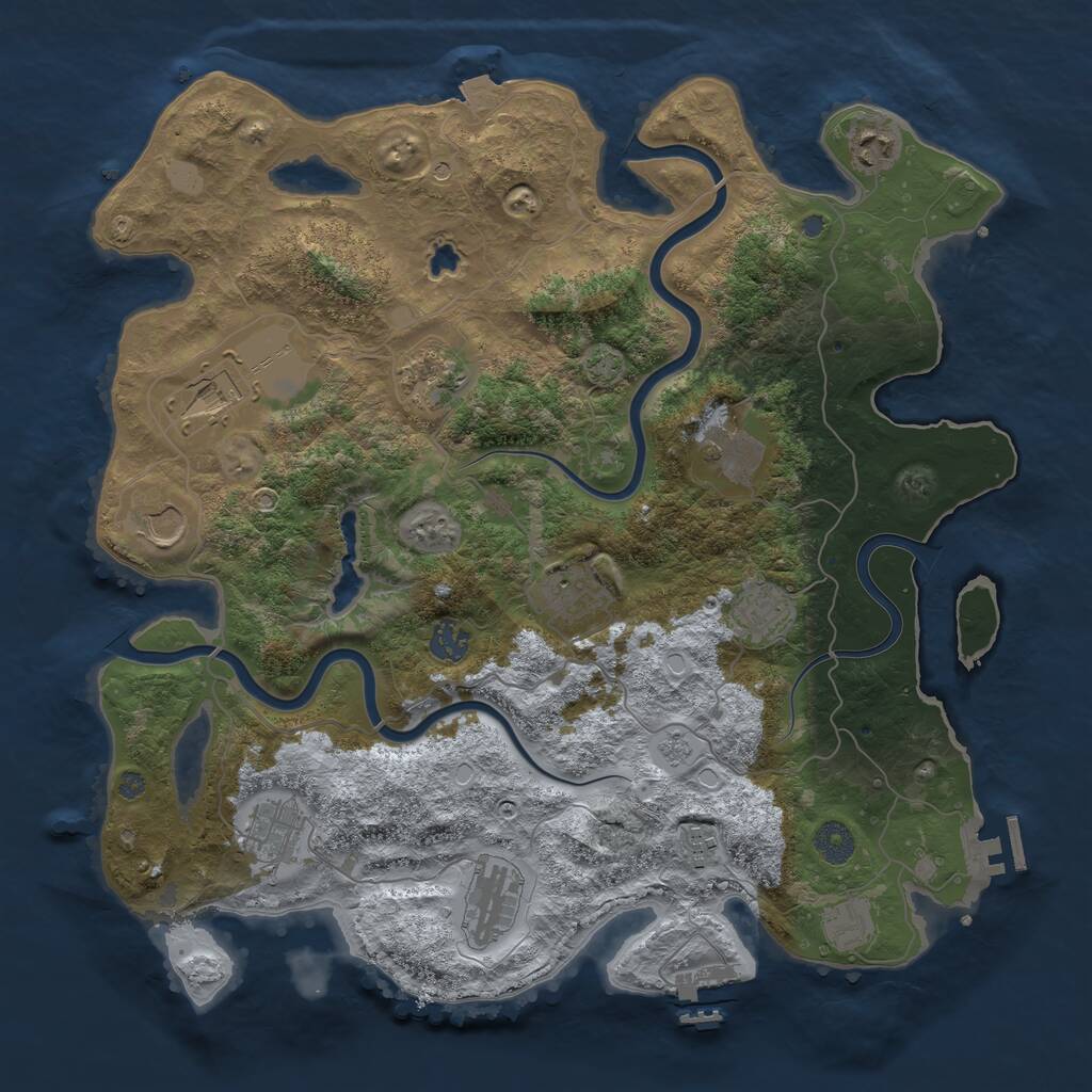 Rust Map: Procedural Map, Size: 4000, Seed: 885416230, 17 Monuments