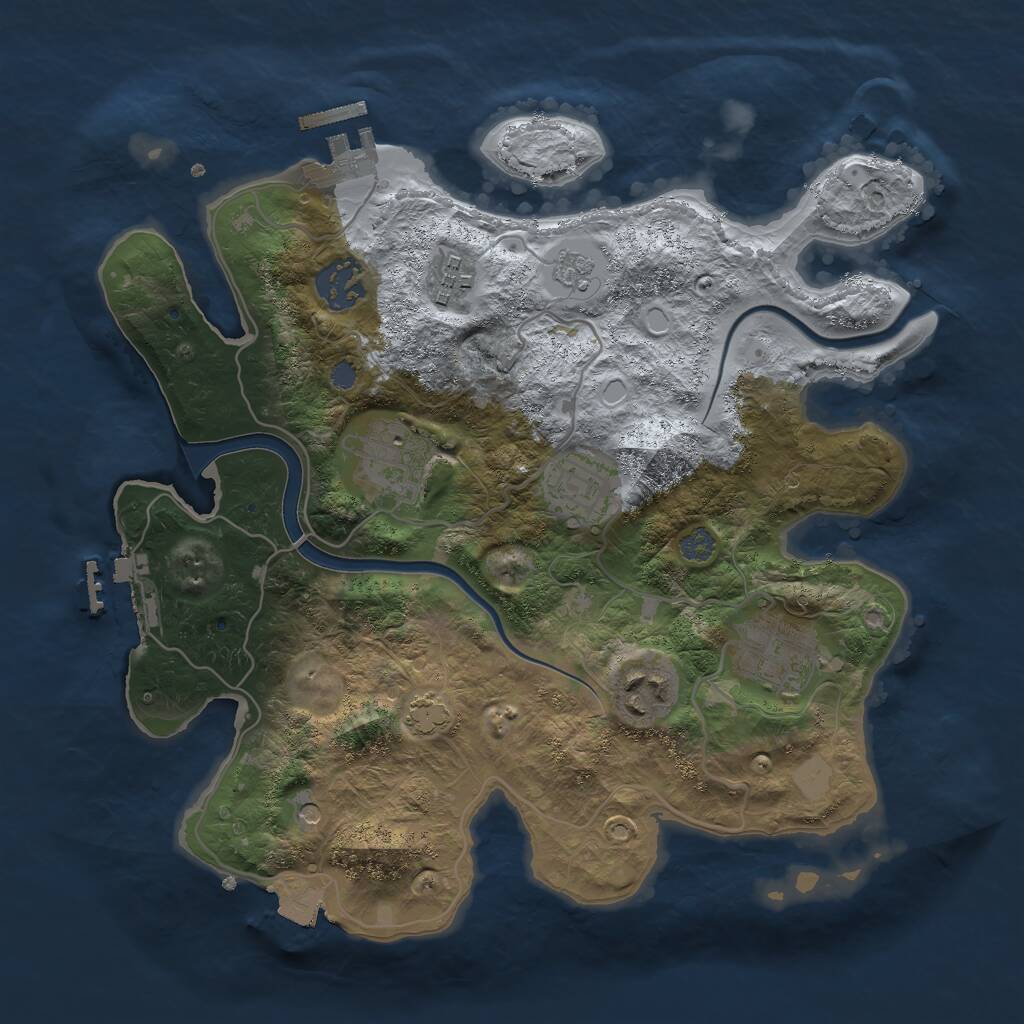 Rust Map: Procedural Map, Size: 3000, Seed: 1995662391, 14 Monuments