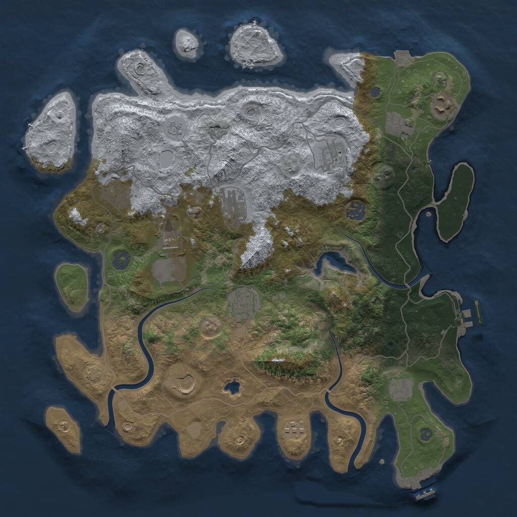 Rust Map: Procedural Map, Size: 4000, Seed: 1101504968, 18 Monuments