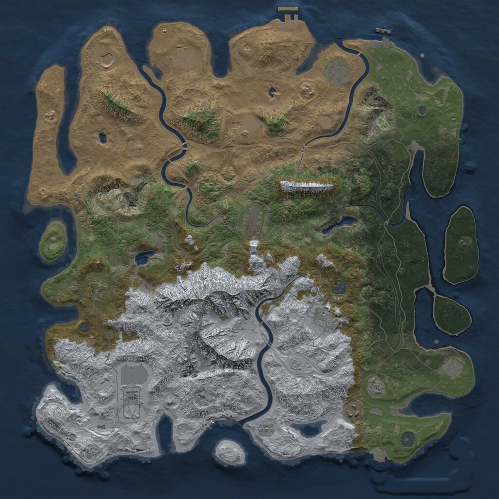 Rust Map: Procedural Map, Size: 5000, Seed: 1929551490, 17 Monuments