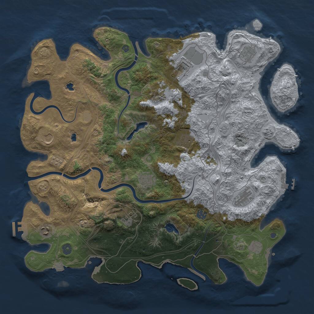 Rust Map: Procedural Map, Size: 4500, Seed: 436502457, 17 Monuments