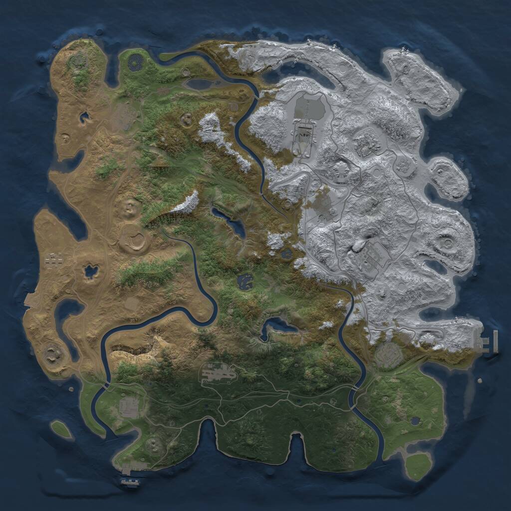 Rust Map: Procedural Map, Size: 4500, Seed: 2071425264, 17 Monuments