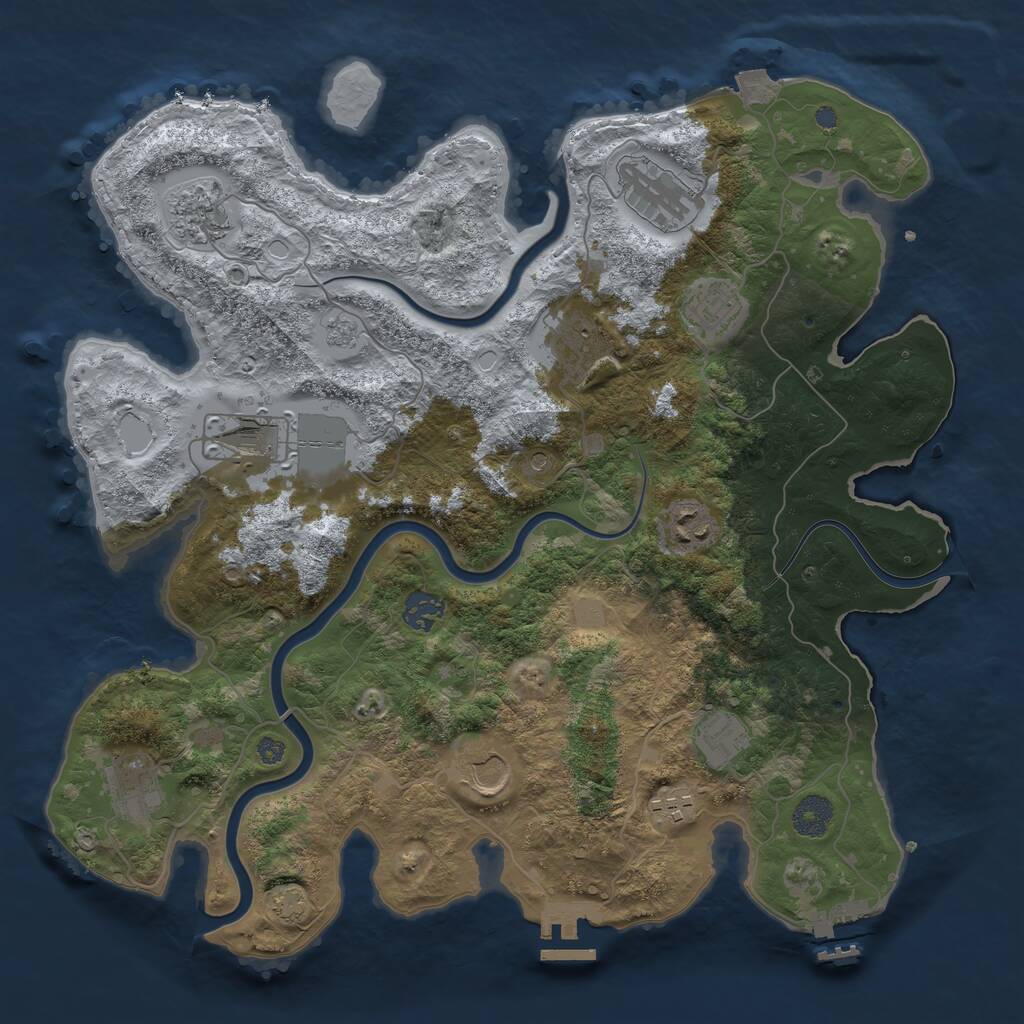 Rust Map: Procedural Map, Size: 3750, Seed: 130446374, 16 Monuments