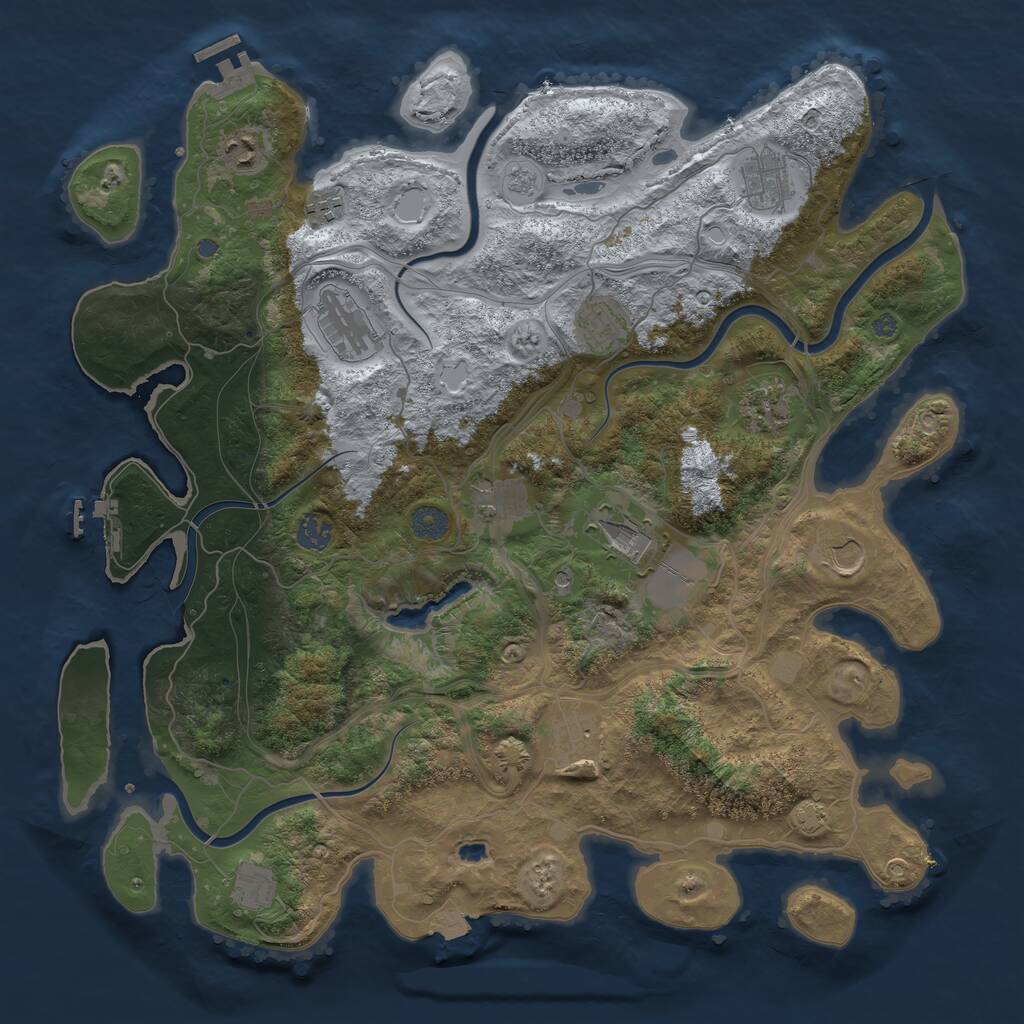 Rust Map: Procedural Map, Size: 4250, Seed: 1714927387, 17 Monuments