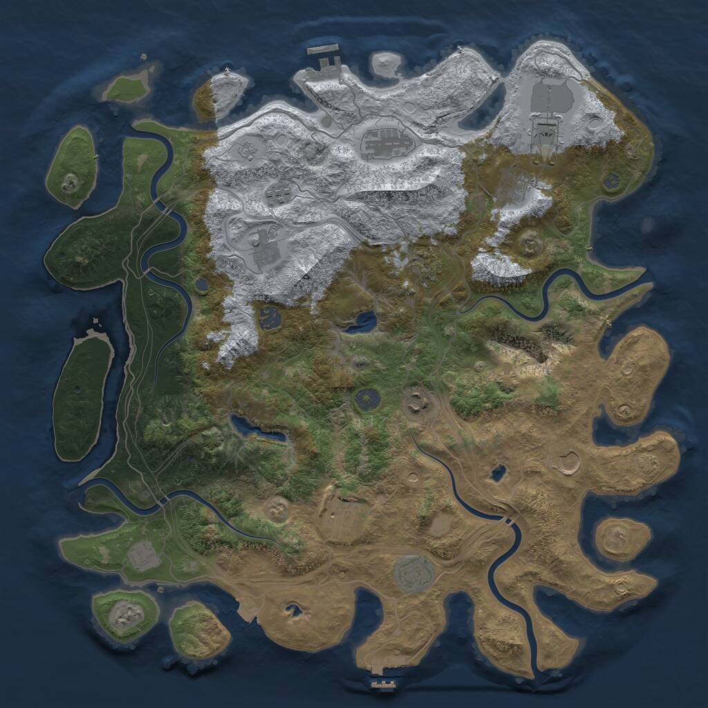 Rust Map: Procedural Map, Size: 4500, Seed: 531619313, 19 Monuments