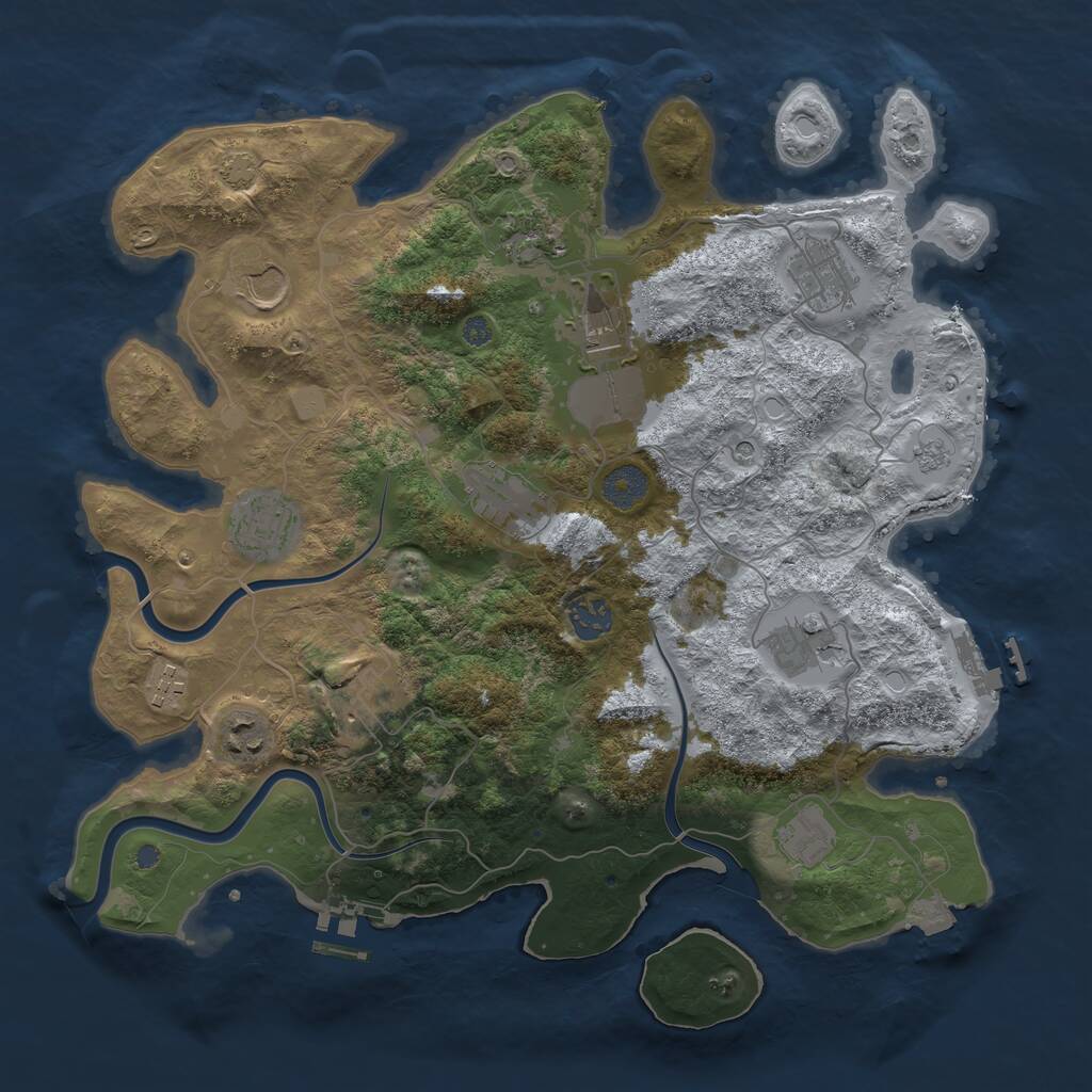 Rust Map: Procedural Map, Size: 3750, Seed: 176866603, 17 Monuments
