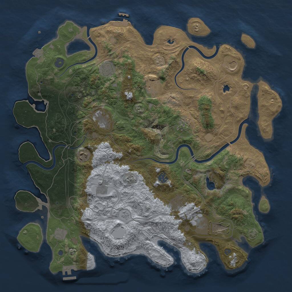 Rust Map: Procedural Map, Size: 4500, Seed: 69705055, 17 Monuments