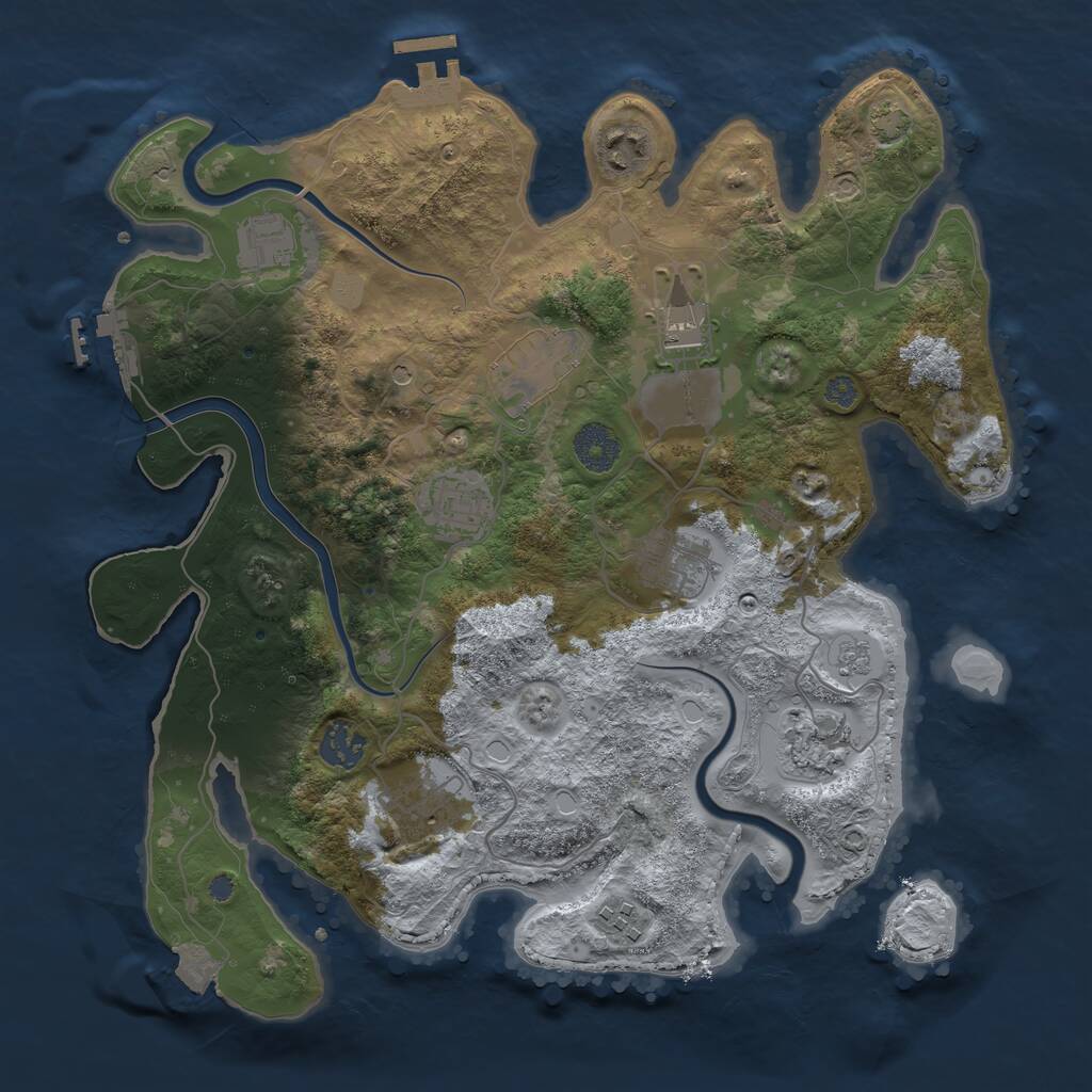Rust Map: Procedural Map, Size: 3500, Seed: 1562692528, 17 Monuments