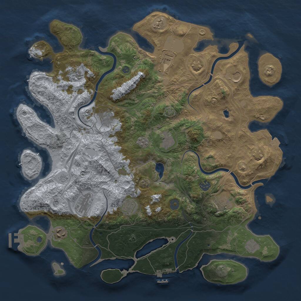 Rust Map: Procedural Map, Size: 4250, Seed: 498251216, 19 Monuments