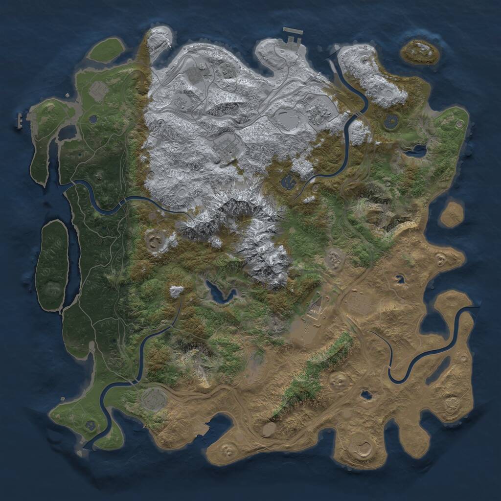 Rust Map: Procedural Map, Size: 5000, Seed: 148617203, 19 Monuments