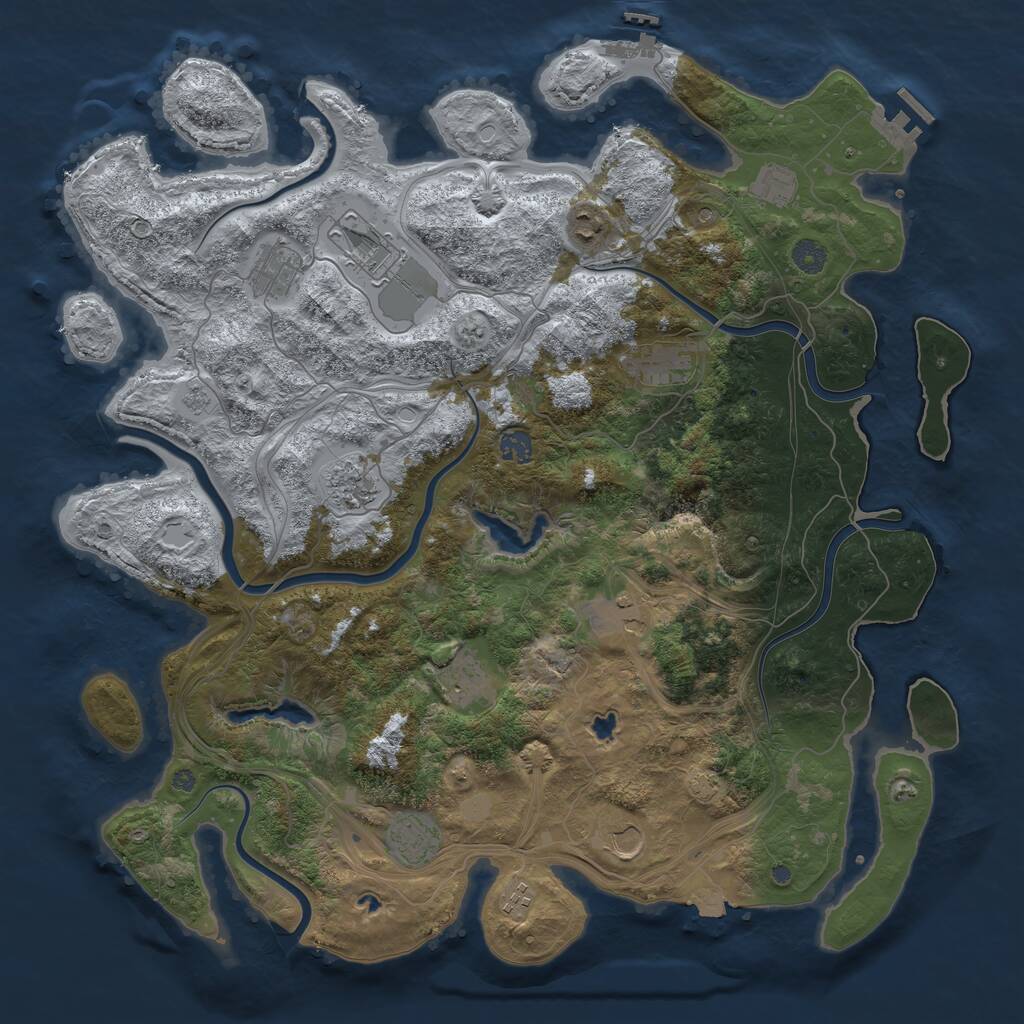 Rust Map: Procedural Map, Size: 4500, Seed: 1169450960, 19 Monuments