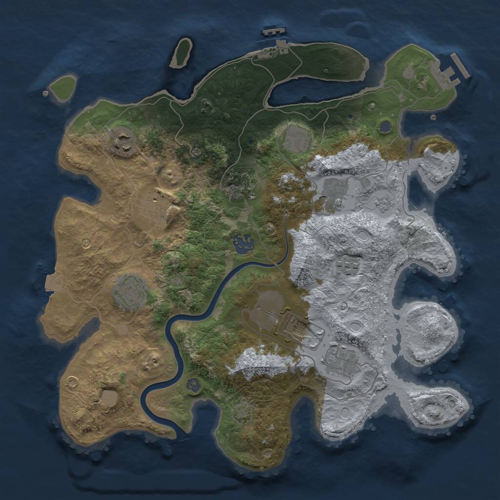 Rust Map: Procedural Map, Size: 3500, Seed: 1884690038, 17 Monuments