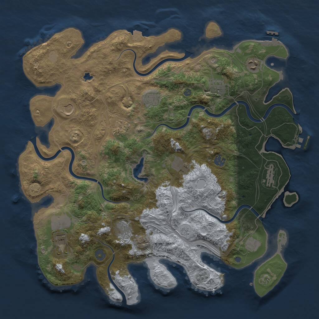 Rust Map: Procedural Map, Size: 4250, Seed: 1626443410, 19 Monuments