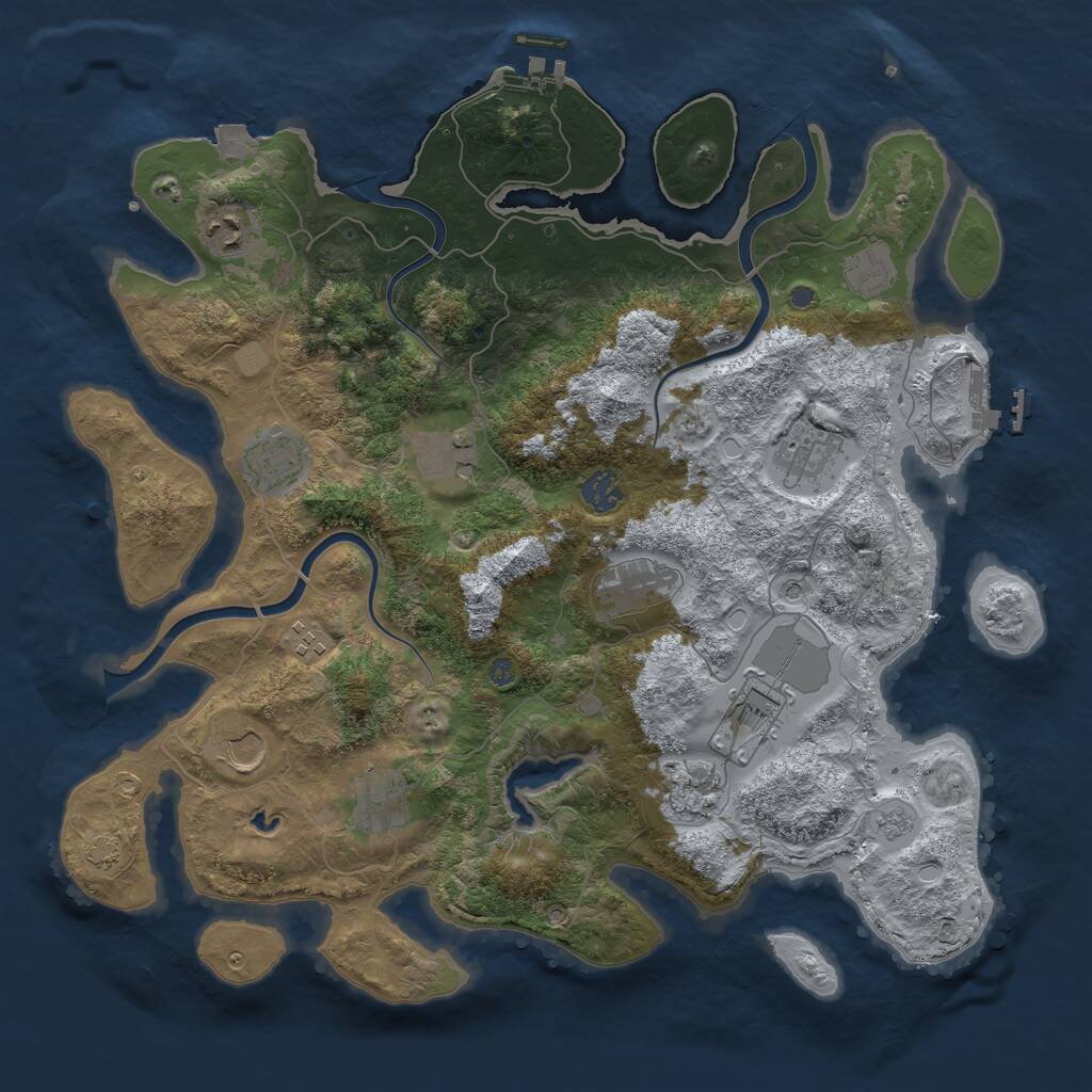 Rust Map: Procedural Map, Size: 4000, Seed: 265649668, 17 Monuments