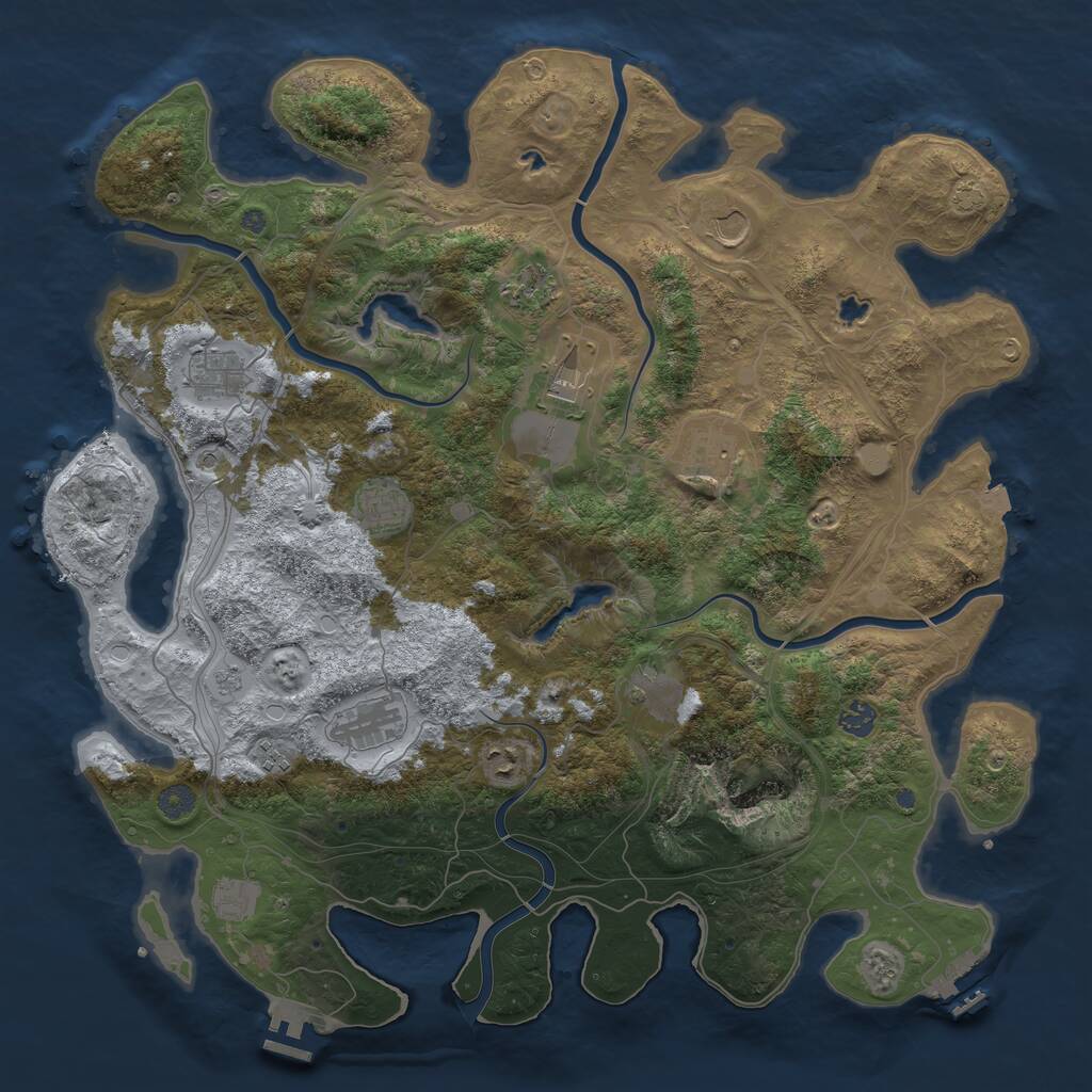Rust Map: Procedural Map, Size: 4500, Seed: 1487159490, 17 Monuments