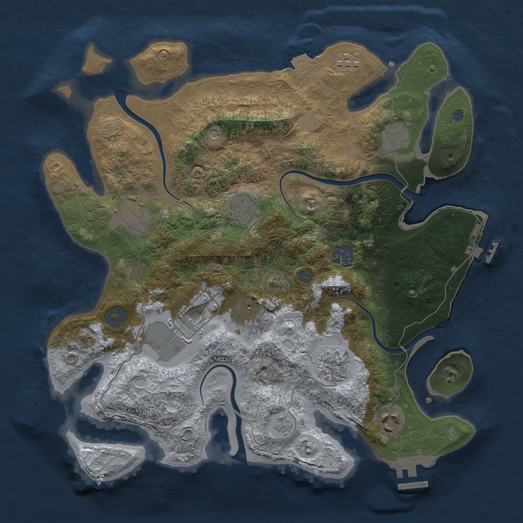 Rust Map: Procedural Map, Size: 3500, Seed: 21580280, 14 Monuments