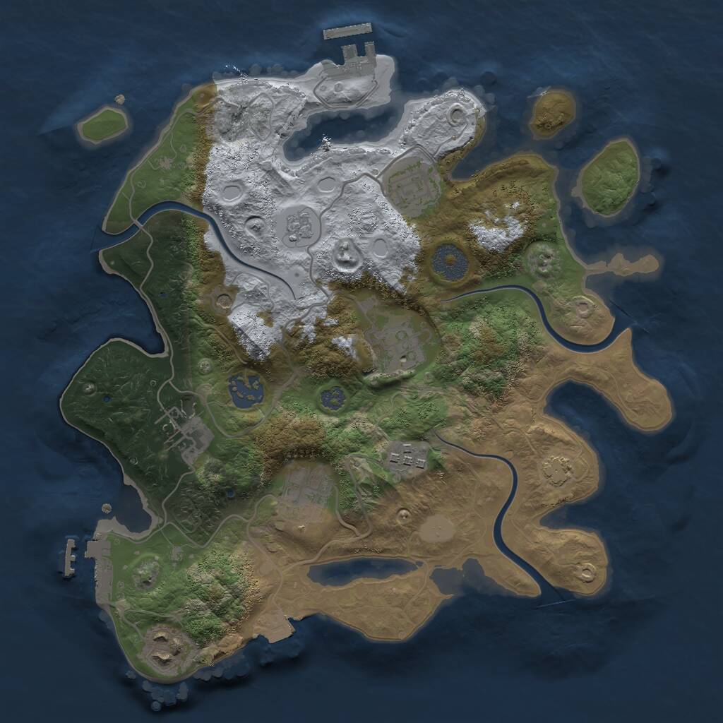 Rust Map: Procedural Map, Size: 3000, Seed: 1943434323, 13 Monuments