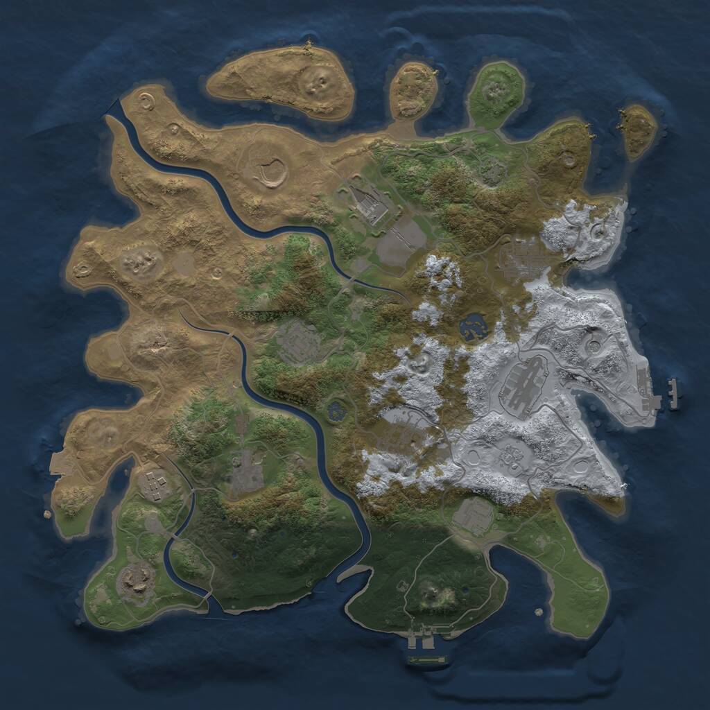 Rust Map: Procedural Map, Size: 3700, Seed: 1534227695, 18 Monuments