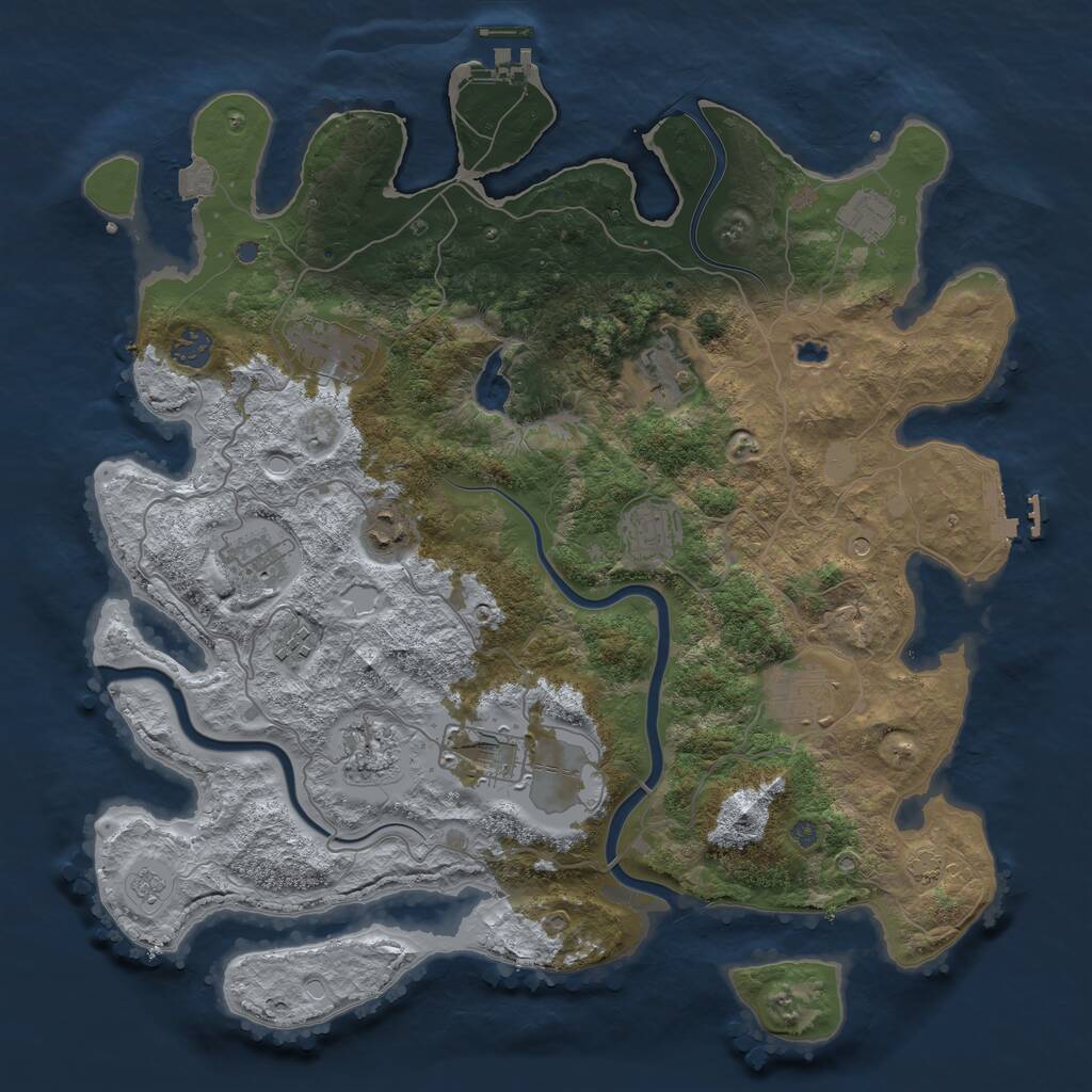 Rust Map: Procedural Map, Size: 4000, Seed: 214313, 18 Monuments