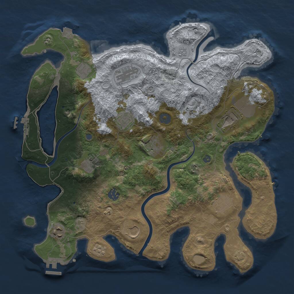 Rust Map: Procedural Map, Size: 3750, Seed: 168365630, 17 Monuments