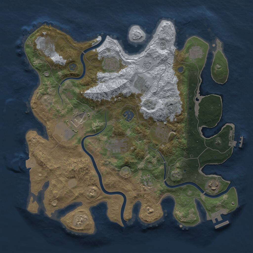 Rust Map: Procedural Map, Size: 3500, Seed: 1032791232, 16 Monuments