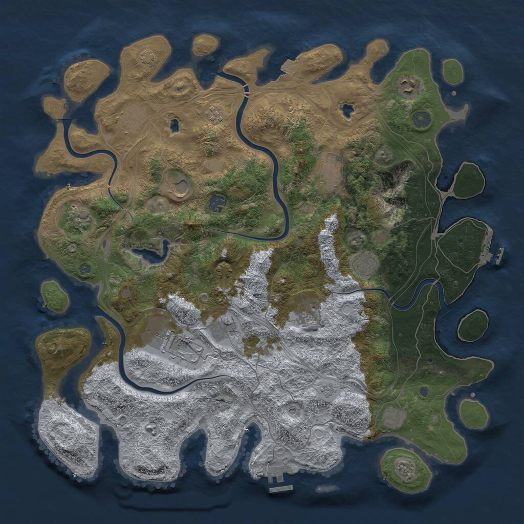 Rust Map: Procedural Map, Size: 4500, Seed: 114209, 17 Monuments