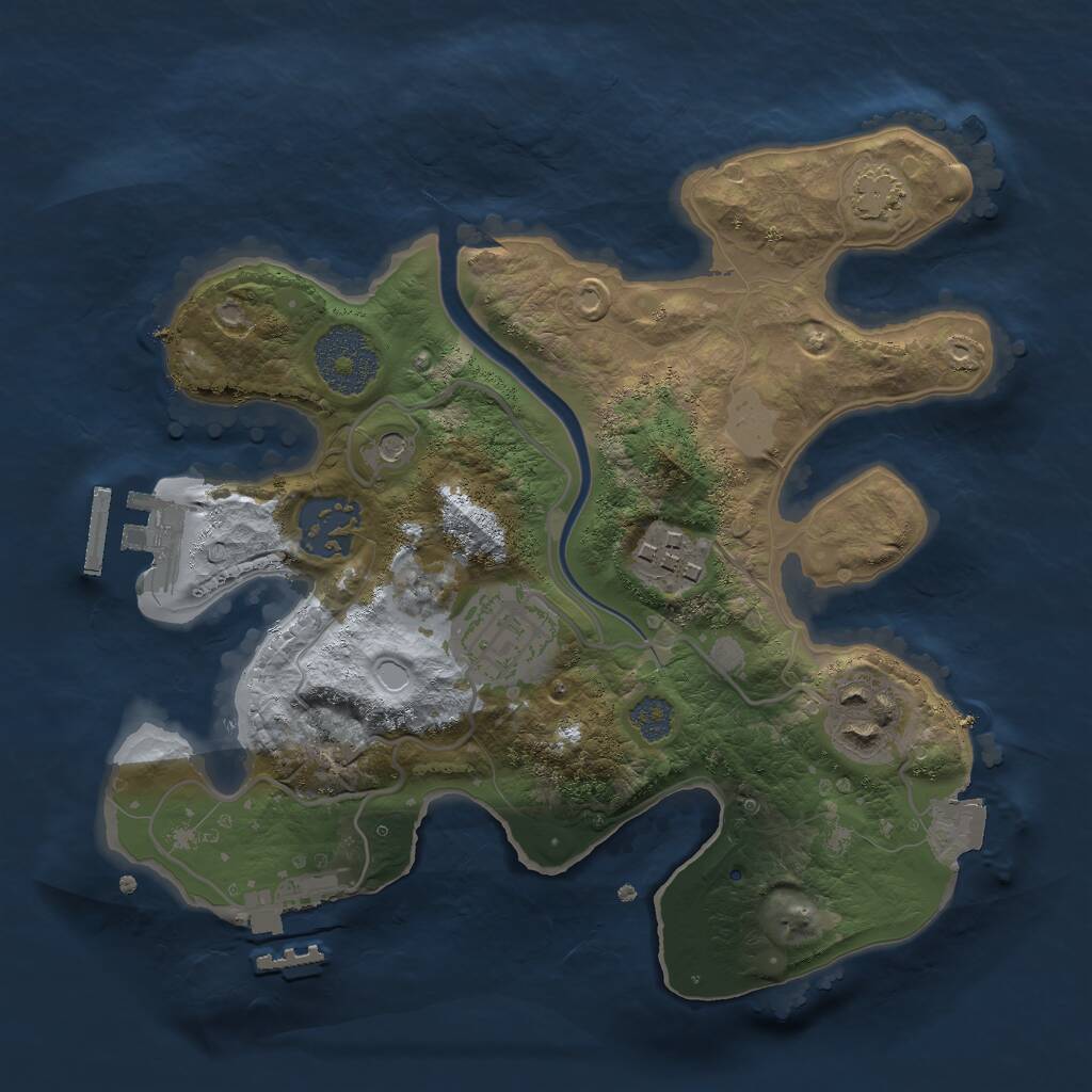 Rust Map: Procedural Map, Size: 2500, Seed: 165962353, 9 Monuments