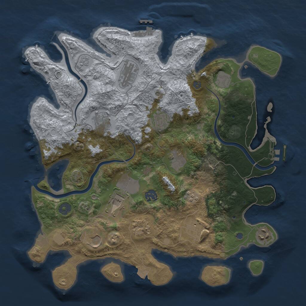 Rust Map: Procedural Map, Size: 3700, Seed: 1903256304, 17 Monuments