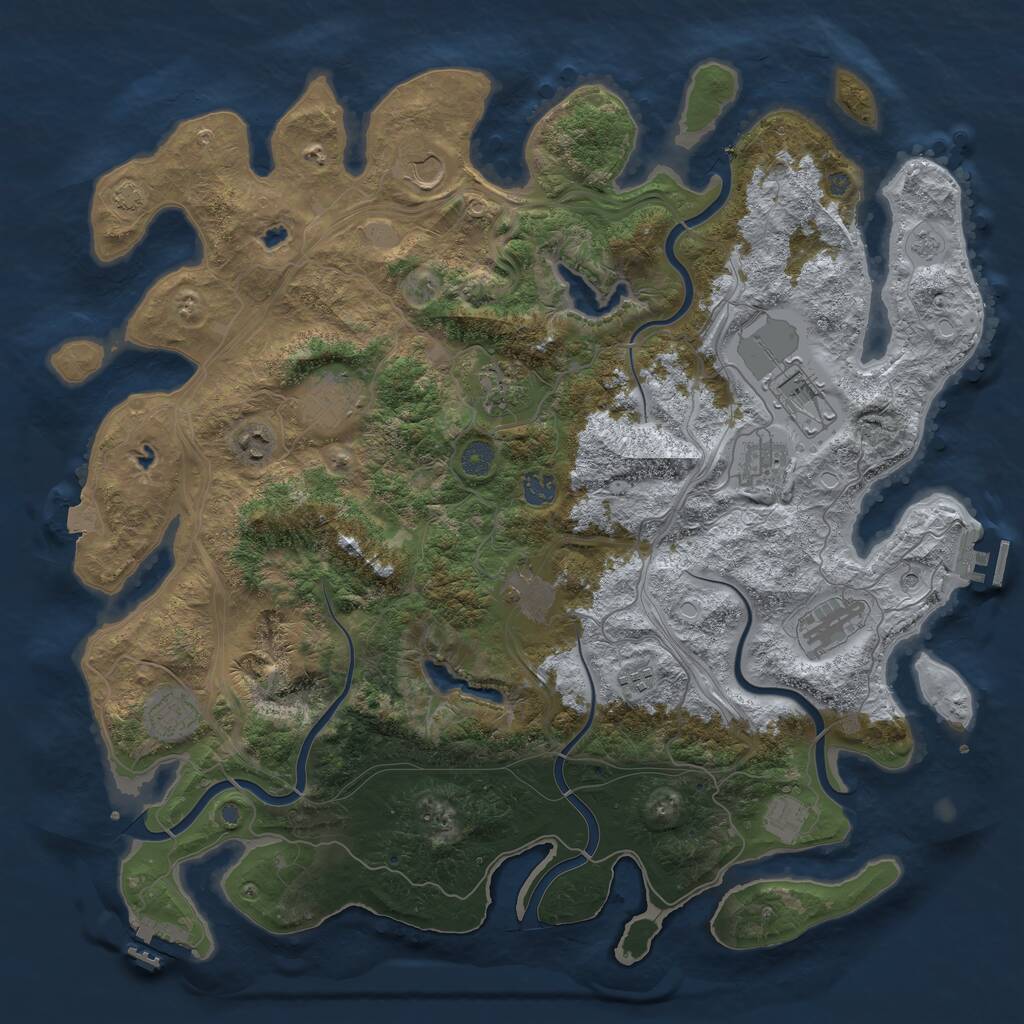 Rust Map: Procedural Map, Size: 4500, Seed: 73737312, 19 Monuments