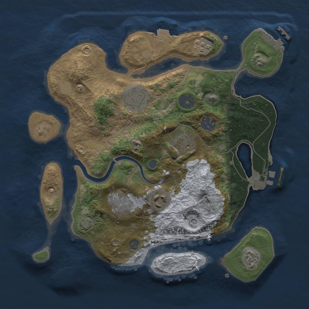 Rust Map: Procedural Map, Size: 3000, Seed: 133183845, 13 Monuments