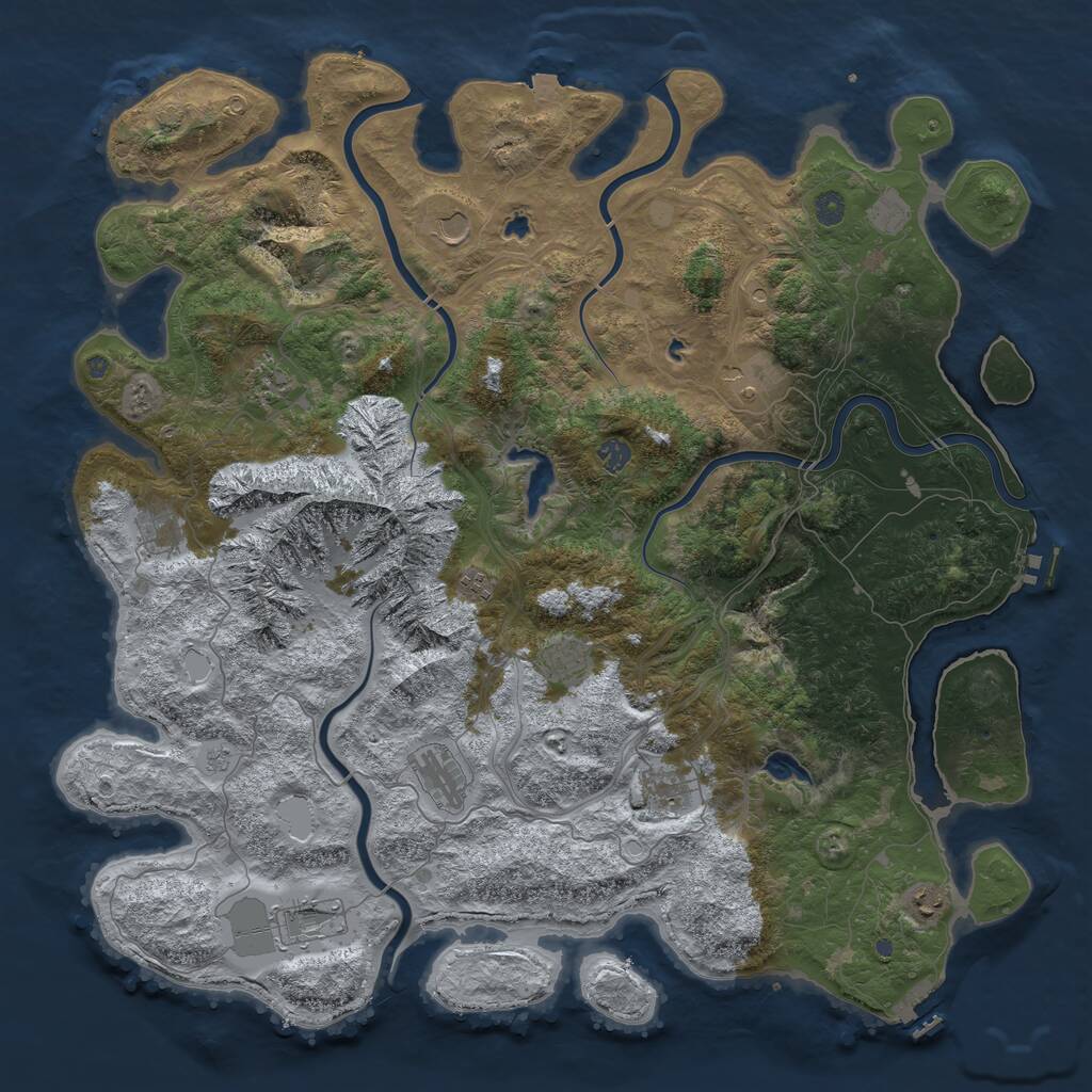 Rust Map: Procedural Map, Size: 5000, Seed: 691753759, 17 Monuments