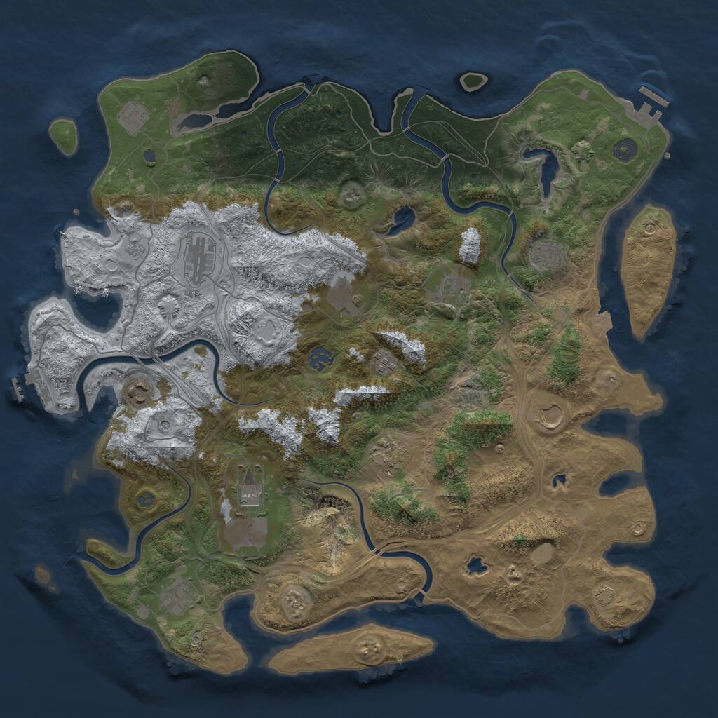 Rust Map: Procedural Map, Size: 4500, Seed: 875579406, 17 Monuments