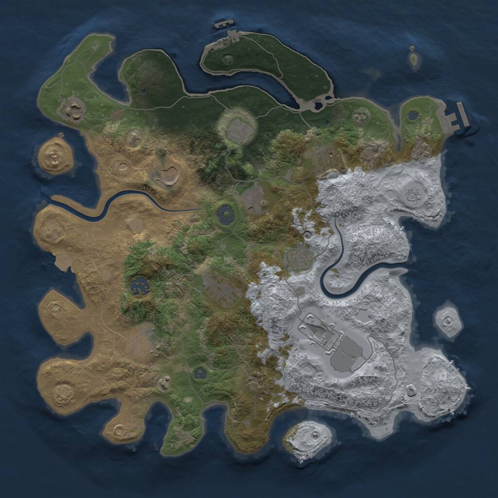 Rust Map: Procedural Map, Size: 3900, Seed: 3432, 19 Monuments