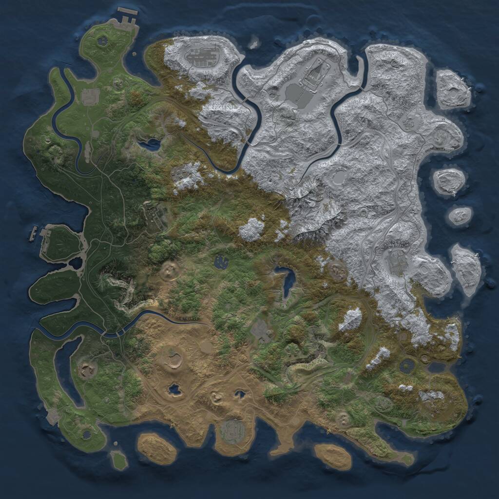 Rust Map: Procedural Map, Size: 5000, Seed: 1271026743, 19 Monuments