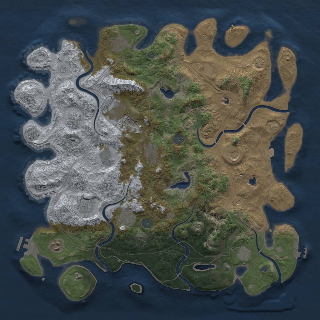 Rust Map: Procedural Map, Size: 4500, Seed: 539058346, 17 Monuments